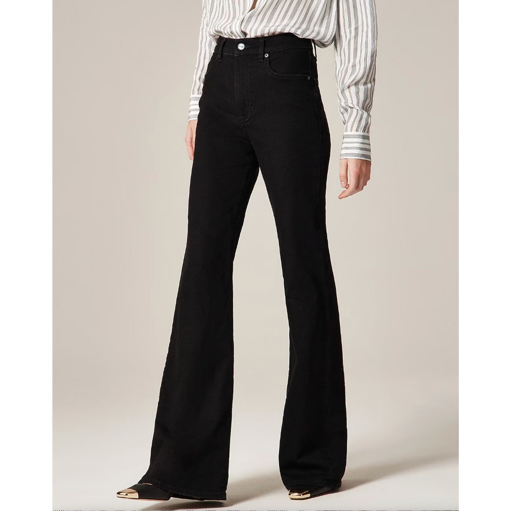 J Crew Re-Imagined Vintage Flare Jeans Womens 32 Black Semi Stretch High Rise
